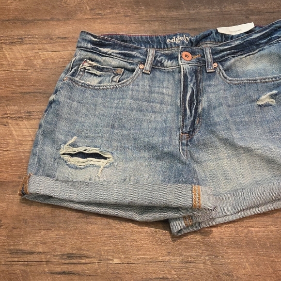 Edge Blue Jean Shorts Distressed Cut-Off Style Women's Size 10 - Picture 13 of 13